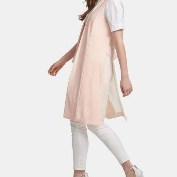 DKNY Pink Sleeveless Sheer Vest Pink - Picture 2 of 7